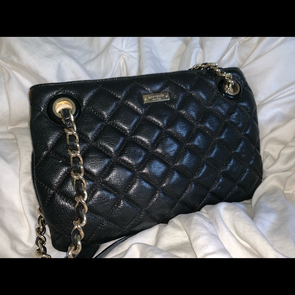 Kate Spade black leather quilted purse